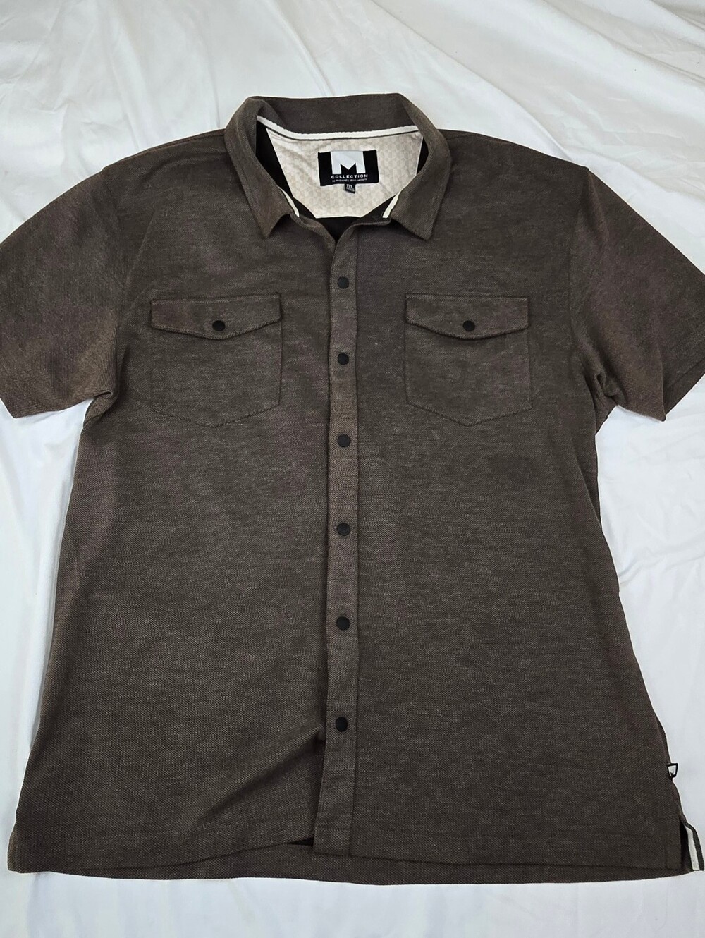Michael Strahan Collection Men's Shirt Brown Short Sleeve Stretch - XXL
